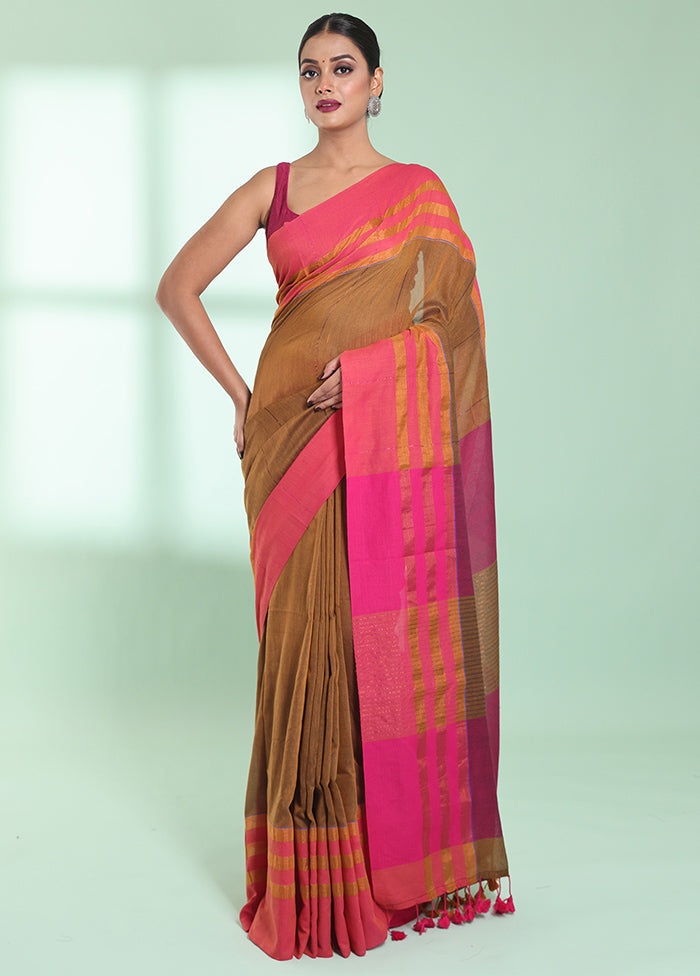 Mustard Cotton Saree With Blouse Piece