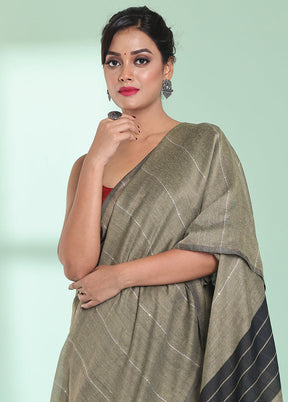 Beige Cotton Saree With Blouse Piece