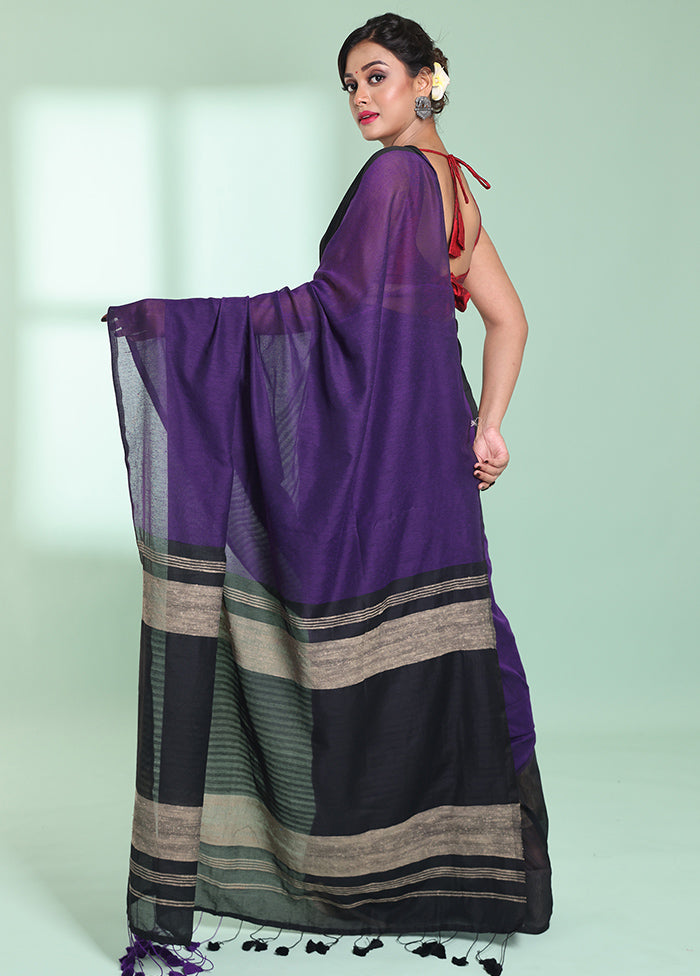 Black Cotton Saree With Blouse Piece