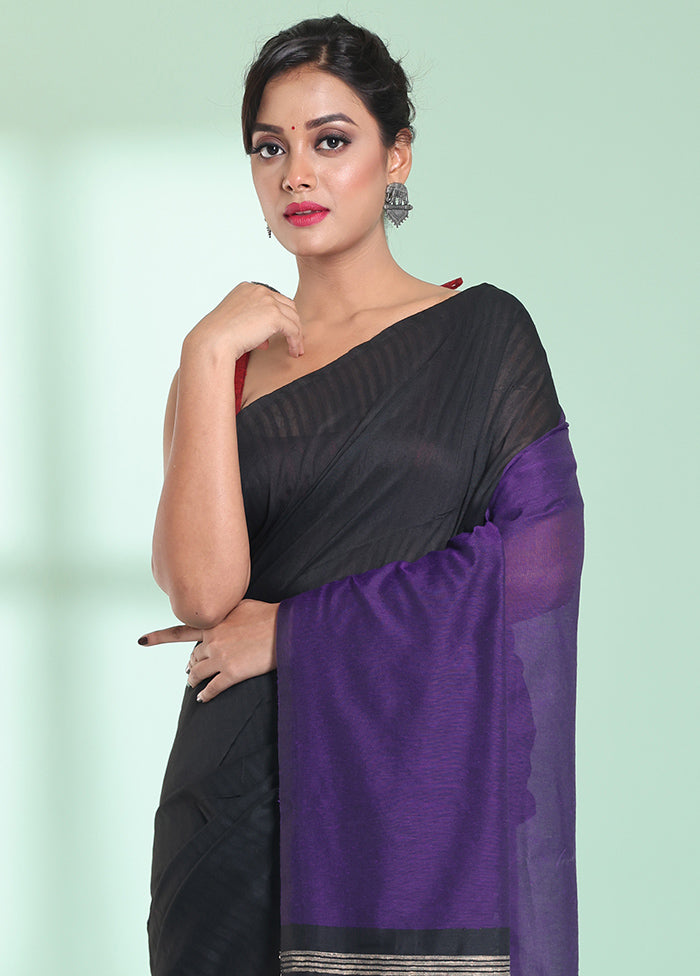 Black Cotton Saree With Blouse Piece