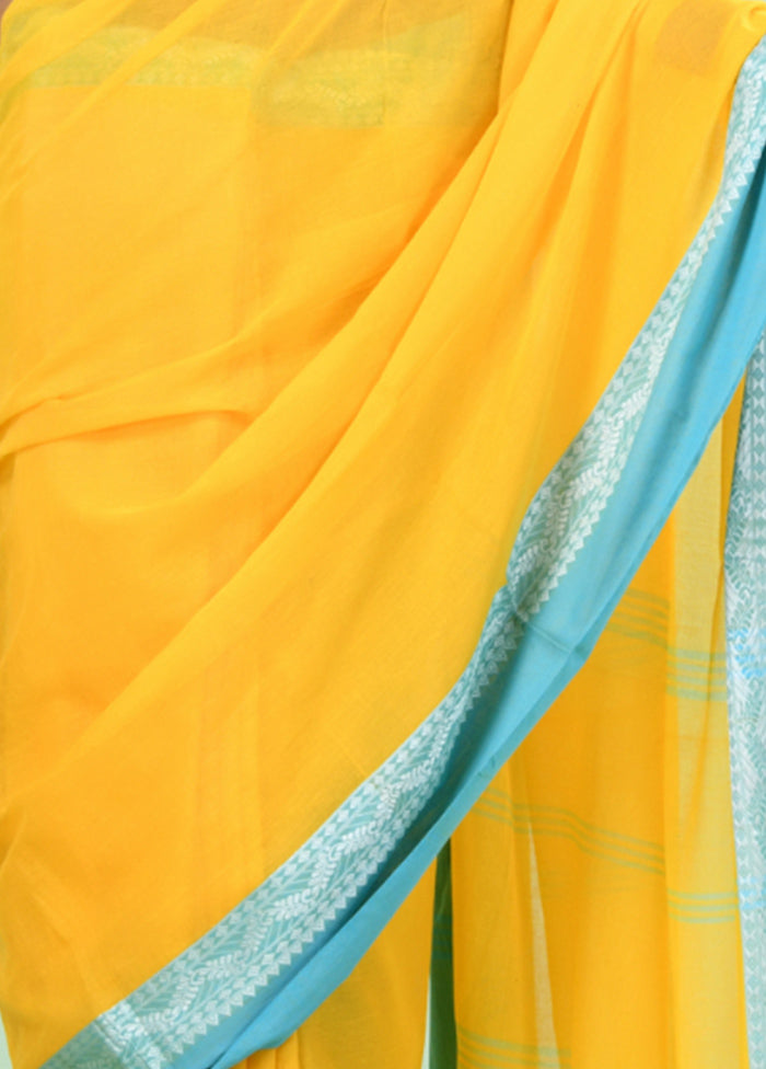 Yellow Cotton Saree With Blouse Piece