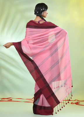 Pink Cotton Saree With Blouse Piece