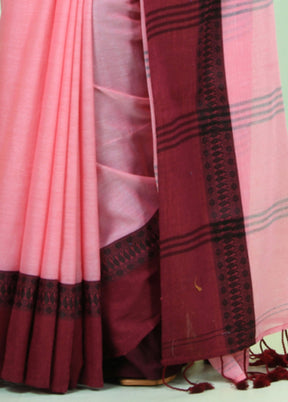 Pink Cotton Saree With Blouse Piece