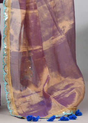 Violet Spun Silk Saree With Blouse Piece