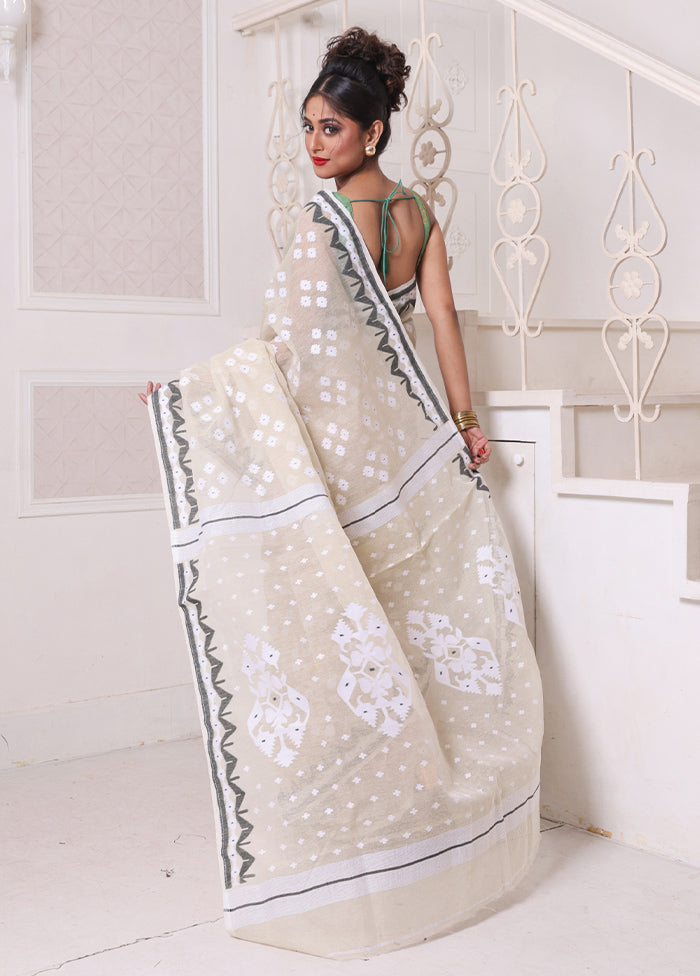 Beige Pure Cotton Texture Saree Without Blouse Piece