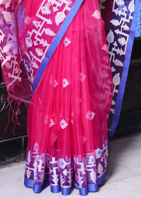 Fuchsia Spun Silk Saree With Blouse Piece