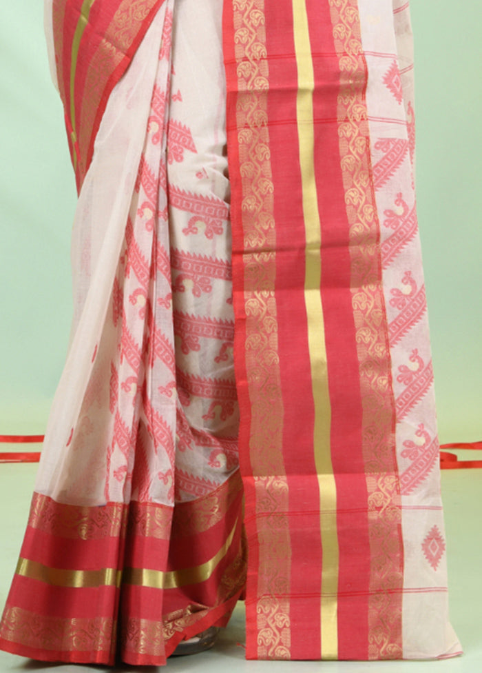 Beige Pure Cotton Paisley Woven Saree Without Blouse Piece