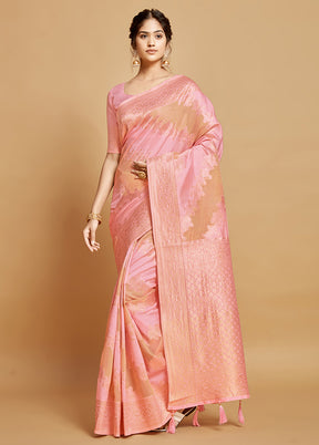 Pink Silk Saree With Blouse Piece