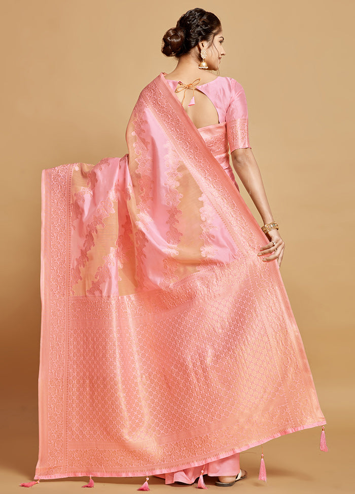 Pink Silk Saree With Blouse Piece