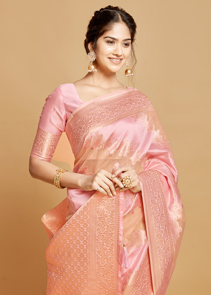 Pink Silk Saree With Blouse Piece