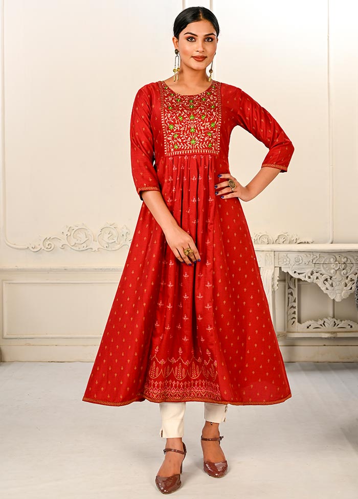 Red Readymade Cotton Kurti