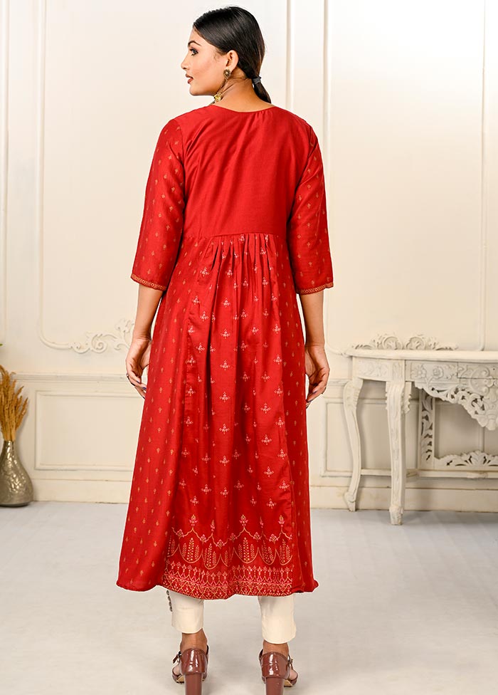 Red Readymade Cotton Kurti