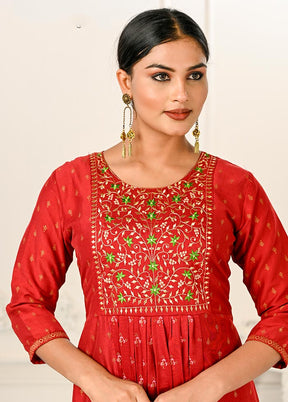 Red Readymade Cotton Kurti