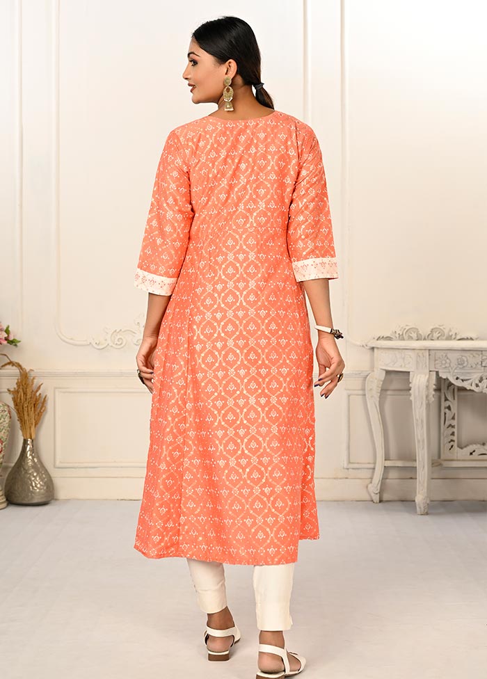 Orange Readymade Cotton Kurti