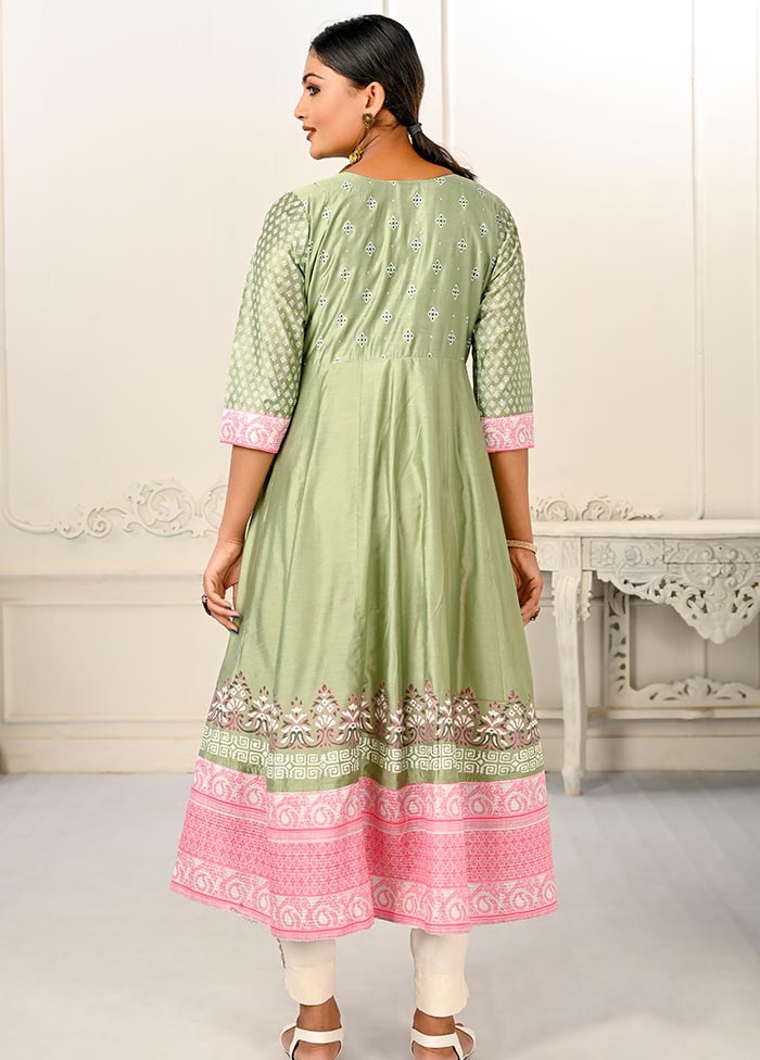 Pista Green Readymade Cotton Kurti