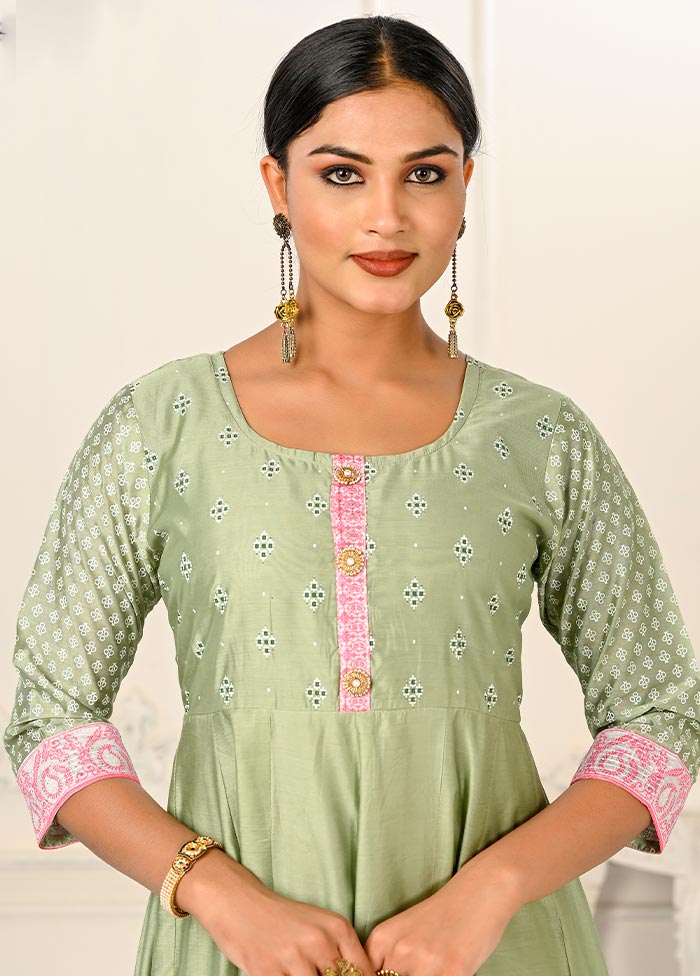 Pista Green Readymade Cotton Kurti