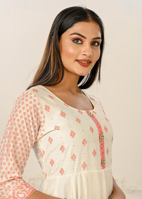 Cream Readymade Cotton Kurti