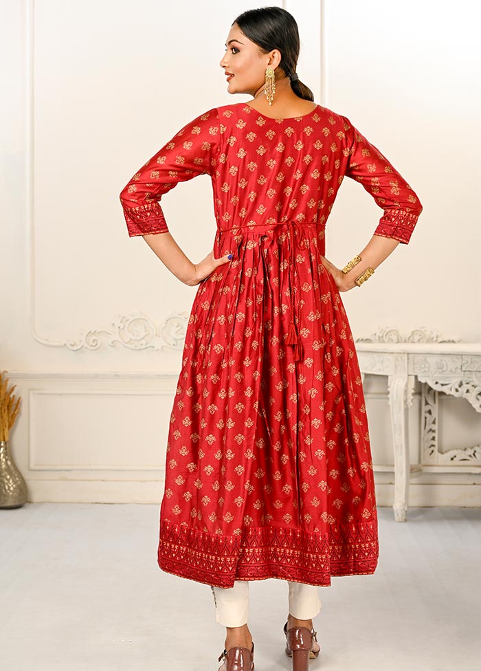 Red Readymade Cotton Kurti