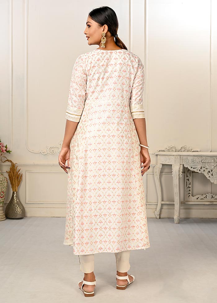 Cream Readymade Cotton Kurti