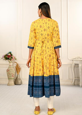 Yellow Readymade Cotton Kurti