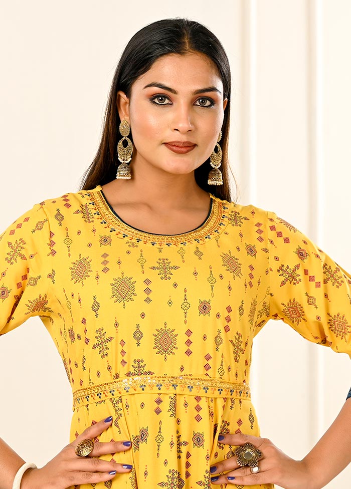 Yellow Readymade Cotton Kurti