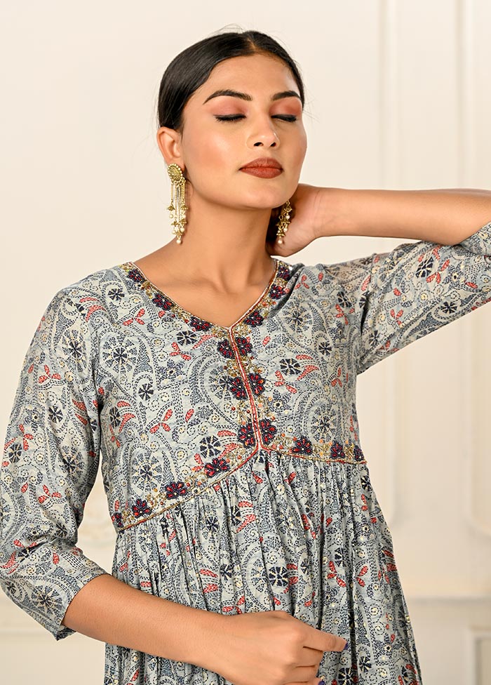 Grey Readymade Cotton Kurti