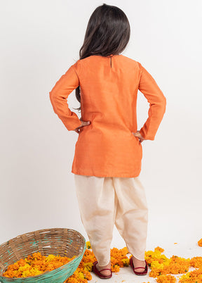 Rust Silk Suit Set For Girls - Indian Silk House Agencies