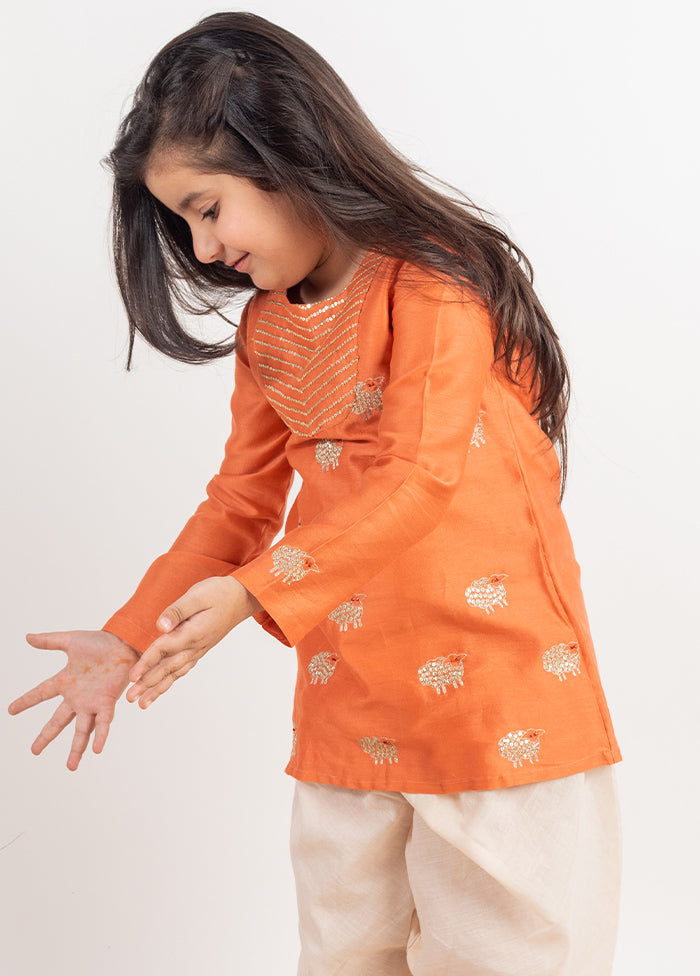 Rust Silk Suit Set For Girls - Indian Silk House Agencies