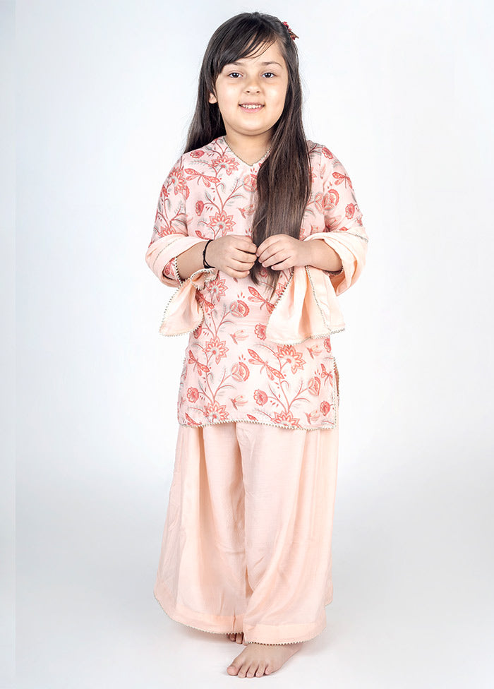 3 Pc Pink Handcrafted Pure Muslin Kurti Set - Indian Silk House Agencies