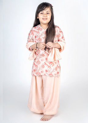 3 Pc Pink Handcrafted Pure Muslin Kurti Set - Indian Silk House Agencies