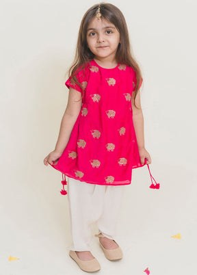 Fuschia Silk Suit Set For Girls - Indian Silk House Agencies