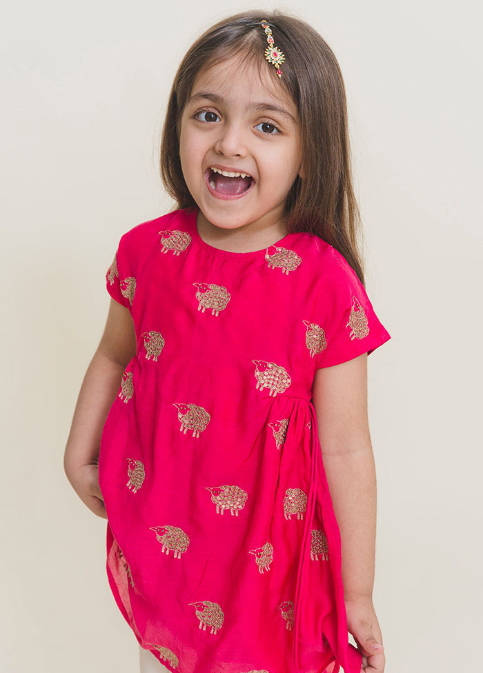 Fuschia Silk Suit Set For Girls - Indian Silk House Agencies