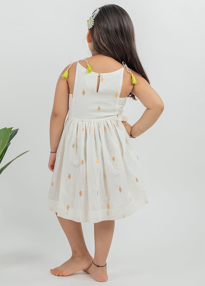 White Cotton Dress For Girls - Indian Silk House Agencies