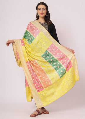 Multicolor Chiffon Phulkari Embroidered Work Dupatta - Indian Silk House Agencies