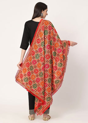 Maroon Chiffon Phulkari Embroidered Work Dupatta - Indian Silk House Agencies