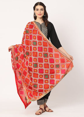 Red Chiffon Phulkari Embroidered Work Dupatta - Indian Silk House Agencies