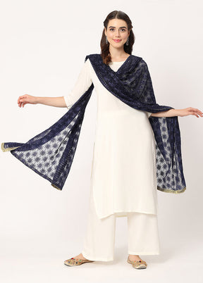 Blue Chiffon Phulkari Embroidered Work Dupatta - Indian Silk House Agencies