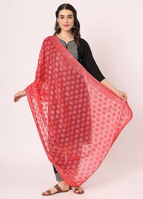 Pink Chiffon Phulkari Embroidered Work Dupatta - Indian Silk House Agencies