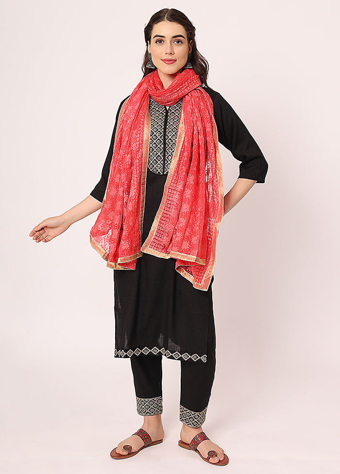 Pink Chiffon Phulkari Embroidered Work Dupatta - Indian Silk House Agencies