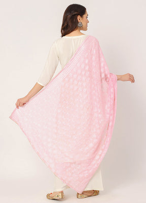 Pink Chiffon Phulkari Embroidered Work Dupatta - Indian Silk House Agencies