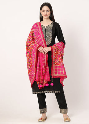 Pink Chiffon Phulkari Embroidered Work Dupatta - Indian Silk House Agencies