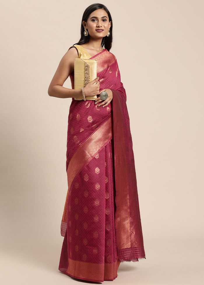 Pink Spun Silk Saree With Blouse Piece - Indian Silk House Agencies