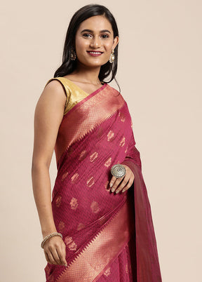 Pink Spun Silk Saree With Blouse Piece - Indian Silk House Agencies