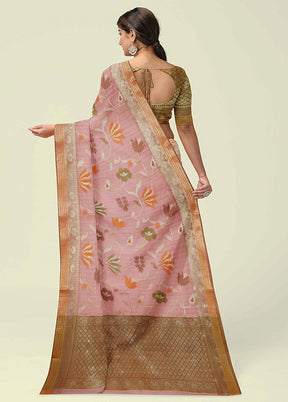 Pink Silk Zari Saree Without Blouse Piece - Indian Silk House Agencies