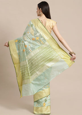 Green Silk Zari Saree Without Blouse Piece - Indian Silk House Agencies