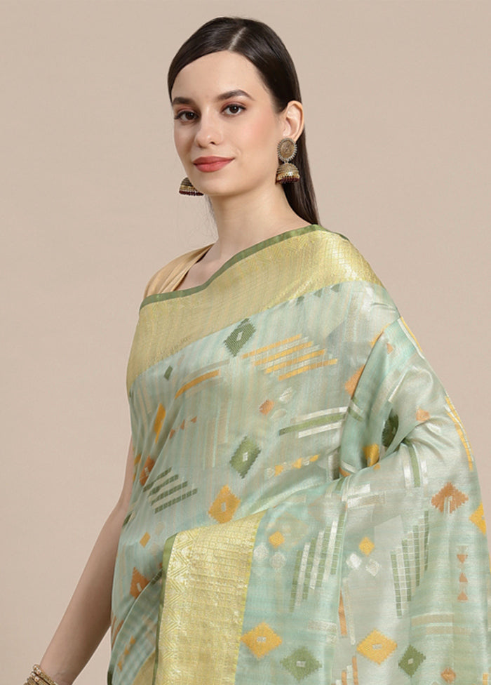 Green Silk Zari Saree Without Blouse Piece - Indian Silk House Agencies