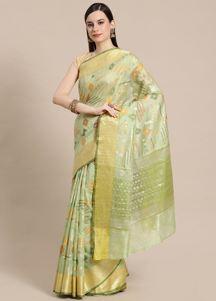 Green Silk Zari Saree Without Blouse Piece - Indian Silk House Agencies