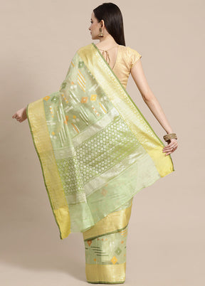 Green Silk Zari Saree Without Blouse Piece - Indian Silk House Agencies