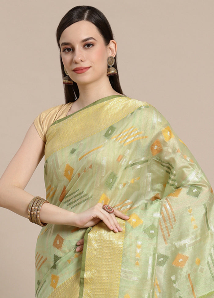 Green Silk Zari Saree Without Blouse Piece - Indian Silk House Agencies