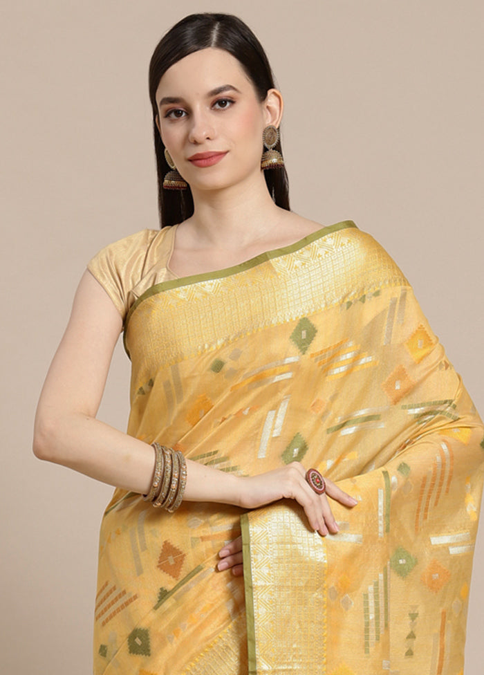 Yellow Silk Zari Saree Without Blouse Piece - Indian Silk House Agencies